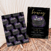 Invitation Fête de Bébé Halloween Gothique Or Violet