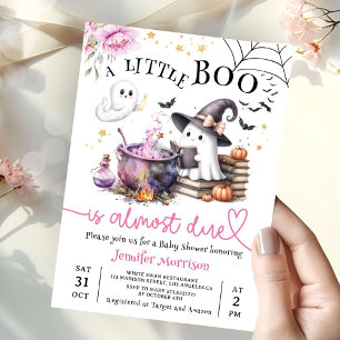 Invitation Fête de bébé Halloween Rose Little Boo
