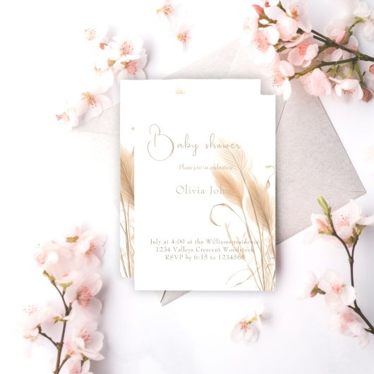 Invitation Fête de bébé herbe des Pampas