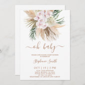 Invitation Fête de bébé Herbe des Pampas fille (Devant / Derrière)