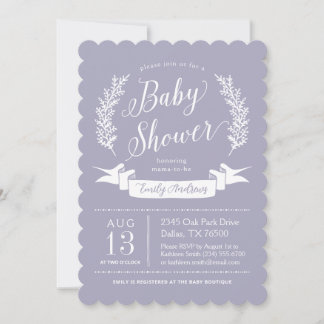 Invitation Fête de Bébé Jardin de Cottage Fantaisiste Violet