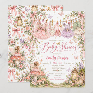 Invitation Fête de Bébé Jardin de Fées Enchanté