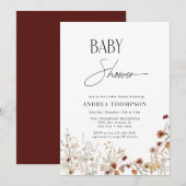 Invitation Fête de Bébé Jardin de Fleurs (Devant / Derrière)