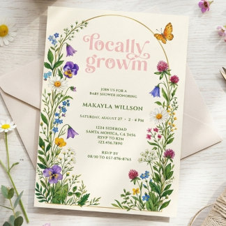 Invitation Fête de Bébé Jardin de Fleurs Sauvages Cultivées L