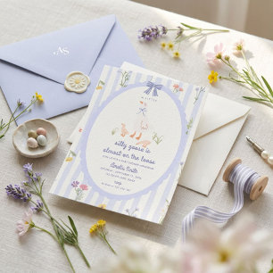 Invitation Fête de Bébé Jardin d'Oie Fantaisiste