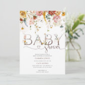 Invitation Fête de bébé Jardin Floral (Debout devant)