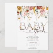 Invitation Fête de bébé Jardin Floral (Devant / Derrière)