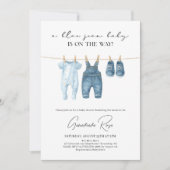 Invitation Fête de Bébé Jean Bleu Denim (Devant)