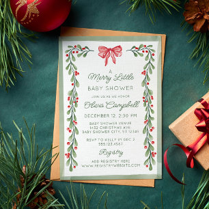 Invitation Fête de Bébé Joyeuse avec Baies Rouges et Ruban