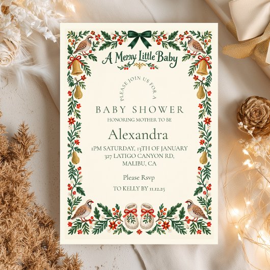 Invitation Fête de bébé joyeuse petite Partridge