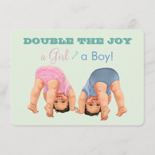 Invitation Fête de Bébé Jumeaux Bottoms Up