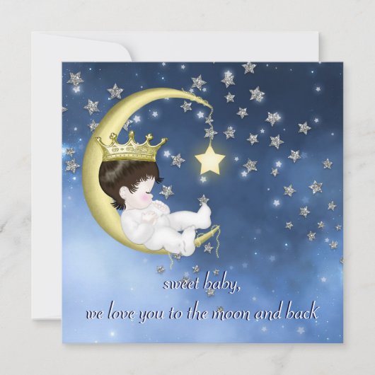 Invitation Fête de Bébé Jusqu'à la Lune (Devant)