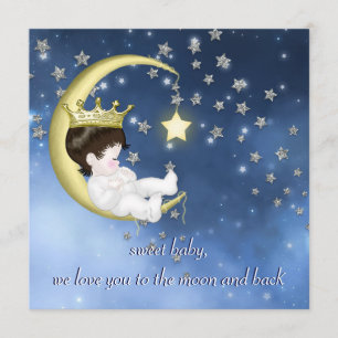 Invitation Fête de Bébé Jusqu'à la Lune