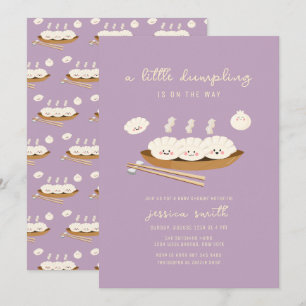 Invitation Fête de bébé Kawaii Purple Bao Dumpling 