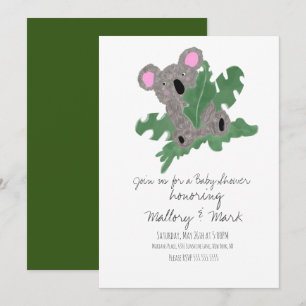 Invitation Fête de Bébé Koala Dessinée à la Main