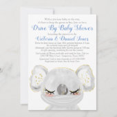 Invitation Fête de bébé Koala garçon avec Masque Drive By (Devant)