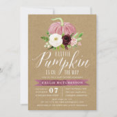 Invitation Fête de bébé Kraft Citrouille Rose (Devant)