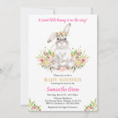 Invitation Fête de Bébé Lapin Floral (Devant)