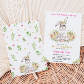 Invitation Fête de Bébé Lapin Floral
