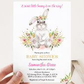 Invitation Fête de Bébé Lapin Floral