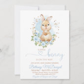 Invitation Fête de bébé lapin garçon (Devant)
