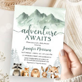 Invitation Fête de bébé "L'Aventure Attend" Forêt de Bois