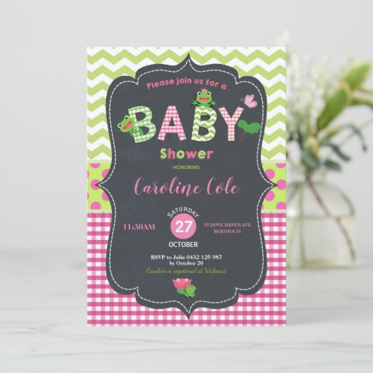 Invitation Fête de bébé Leap Frog fille (Debout devant)