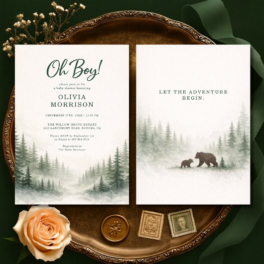 Invitation Fête de Bébé Les Animaux de la Forêt L'Aventure Co