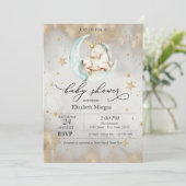 Invitation Fête de bébé Licorne Céleste Lune Étoiles  (Debout devant)
