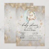 Invitation Fête de bébé Licorne Céleste Lune Étoiles  (Devant / Derrière)