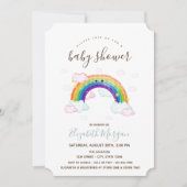 Invitation Fête de bébé Licorne Rayures Arc-en-ciel (Devant)