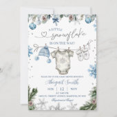 Invitation Fête de bébé Linge de Noël Flocon de neige (Devant)