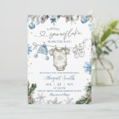 Invitation Fête de bébé Linge de Noël Flocon de neige (Debout devant)