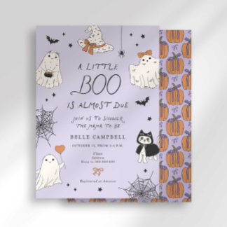 Invitation Fête de Bébé Little Boo Préparée Violet