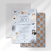 Invitation Fête de bébé Little Boo Preppy Blue Ghost
