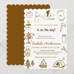 Invitation Fête de bébé Little Camper Doodle garçon