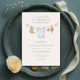 Invitation Fête de bébé Little Cowboy Rodeo Ranch Clothesline