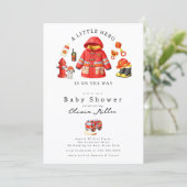 Invitation Fête de Bébé Little Hero Pompiers (Debout devant)