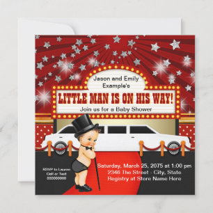 Invitation Fête de Bébé Little Man Limousine Star de Cinéma