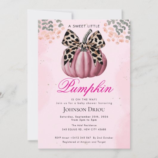 Invitation Fête de Bébé Little Pumpkin en Route (Devant)