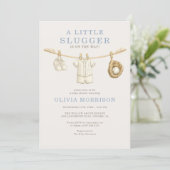 Invitation Fête de bébé Little Slugger Baseball Clothesline (Debout devant)