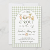 Invitation Fête de bébé Little Sprout Vegetables Gingham (Devant)