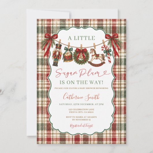 Invitation Fête de bébé Little Sugar Plum Nutcracker Noël (Devant)