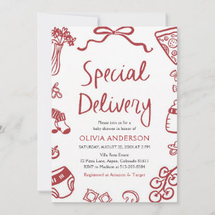 Invitation Fête de Bébé Livraison Spéciale Pizza Italienne
