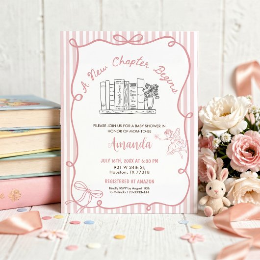 Invitation Fête de bébé livre de contes