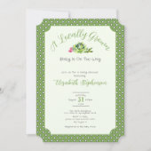 Invitation Fête de Bébé Localement Cultivé Points Vert Sauge (Devant)