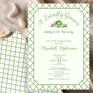 Invitation Fête de Bébé Localement Cultivé Vert Sauge