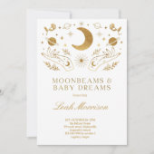 Invitation Fête de Bébé Lune & Étoiles Brille Petite Étoile (Devant)