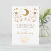 Invitation Fête de Bébé Lune & Étoiles Brille Petite Étoile (Debout devant)