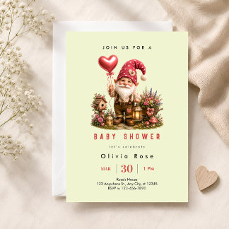 Invitation Fête de bébé lutin rouge